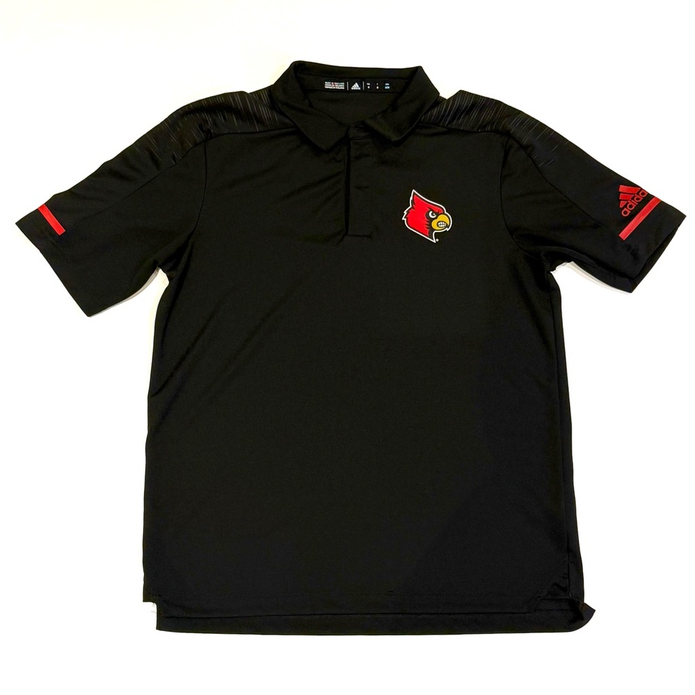 adidas Louisville Cardinals NCAA  Logo Climalite Athletic Black Polo Shirt M